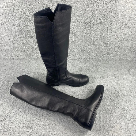 Stuart Weitzman Boots Knee High Leather V Cutout Riding Shoe Pull On Womens 6.5 - Picture 16 of 16